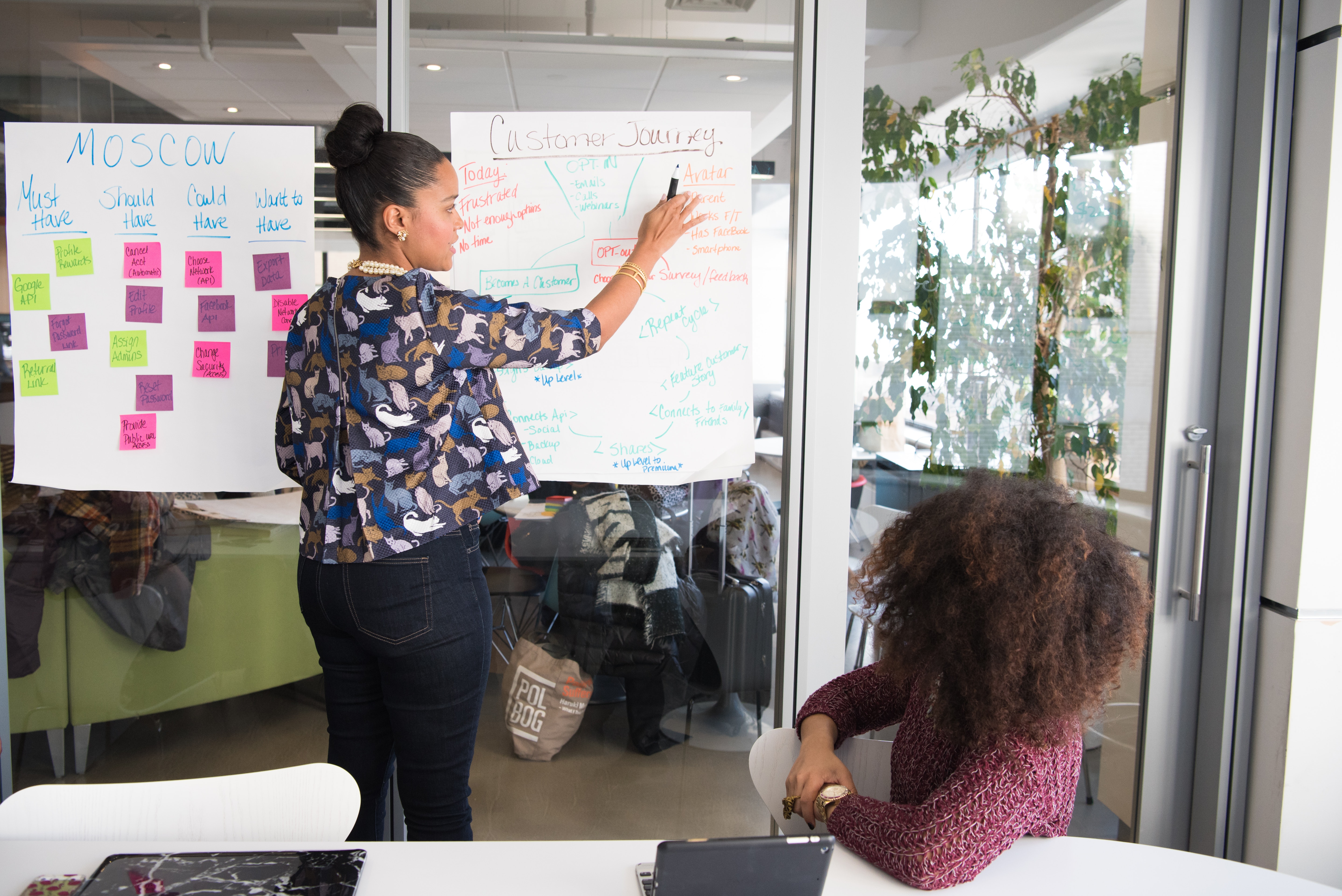 woman with whiteboard