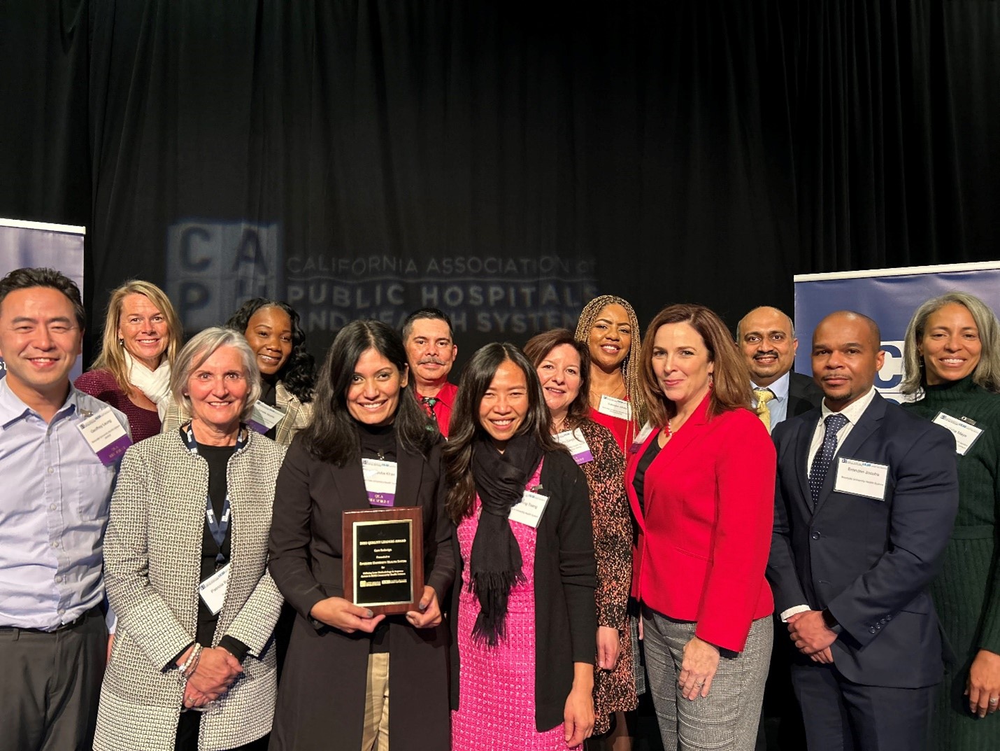 RUHS leaders accept the Quality Leader Award in Care Redesign at the CAPH / SNI Annual Conference in Napa, California. 