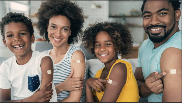family getting shots