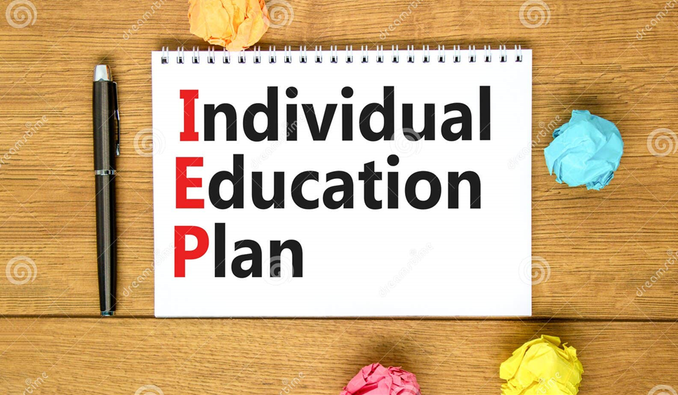 notebook page reads Individual Education Plan