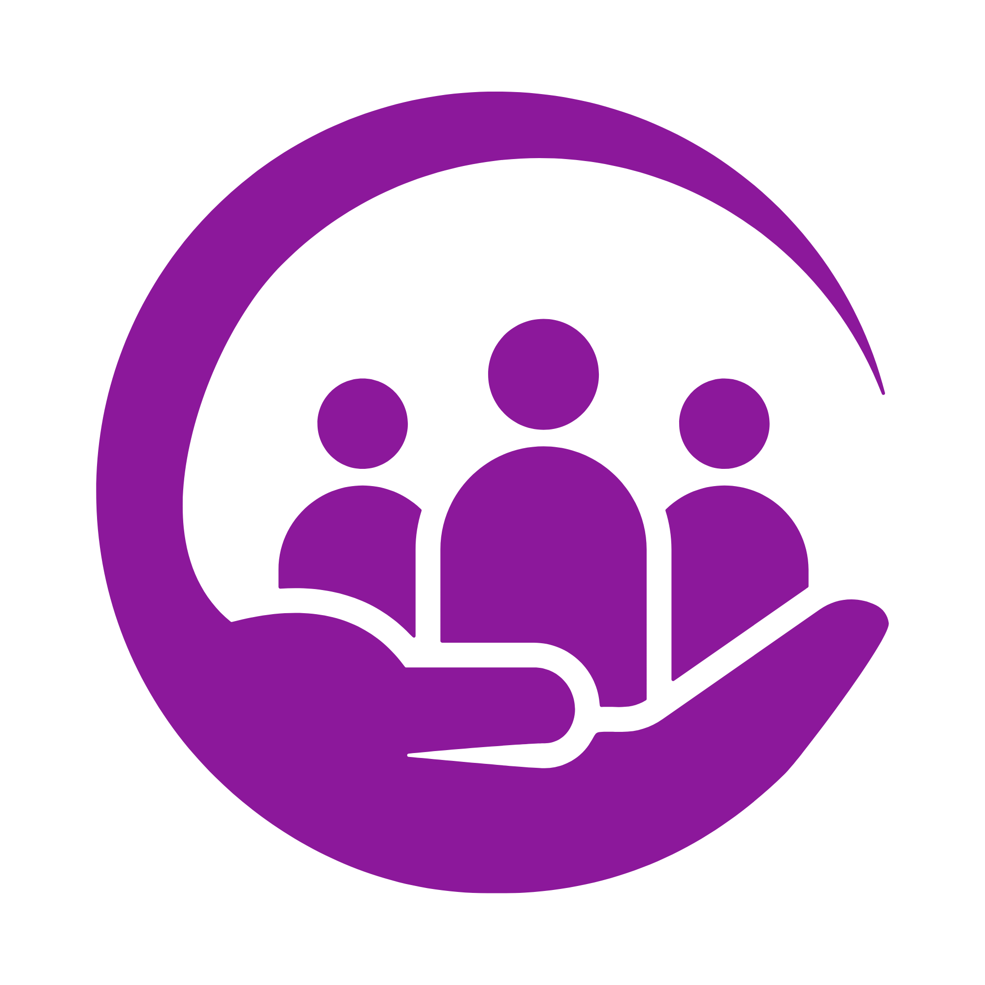 Non-Full Service Partnership icon with three individuals being held by one hand in comfort.
