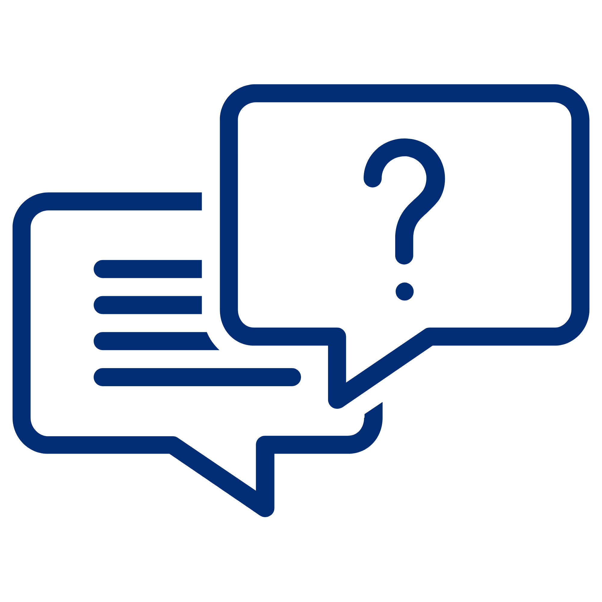 Icon of chat boxes with a question mark