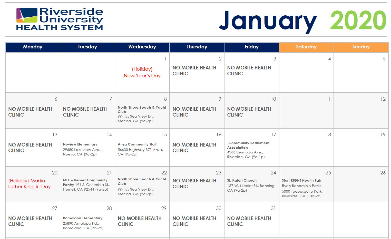 january calendar