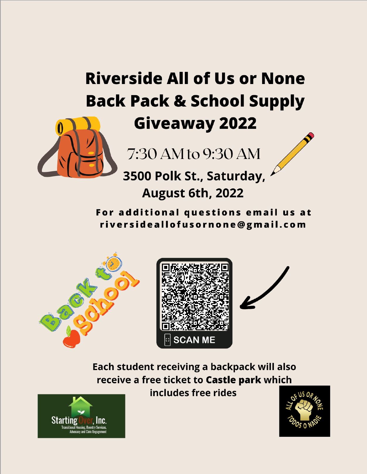 "Back Pack Giveaway"