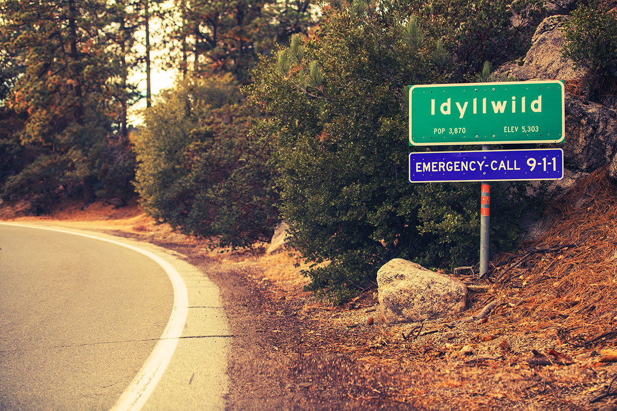 The road into Idyllwild, elevation 5,303 feet